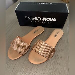 Fashion Nova Rose Gold Rhinestone Slide